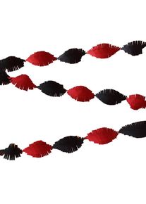Dreh Girlande aus Krepp Papier in Schwarz Rot und Gelb 6 Meter