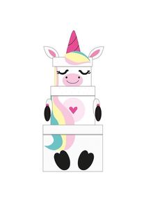 3 scatole regalo unicorno da impilare