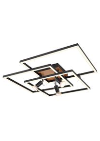 Globo IDA Deckenleuchte LED Holzoptik, Schwarz, 4-flammig