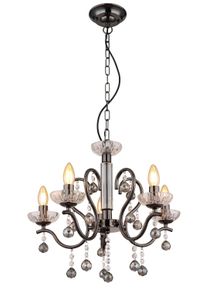 Globo Camila Kronleuchter Chrom, Schwarz, 5-flammig