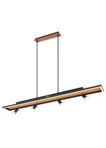 Globo IDA Pendelleuchte LED Holzoptik, Schwarz, 5-flammig
