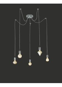 Trio Leuchten Cord Pendelleuchte Grau, 5-flammig