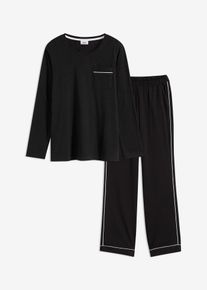 Pyjama aus reiner Baumwolle in schwarz, Grösse 36/38 (S), 100% Baumwolle, bonprix