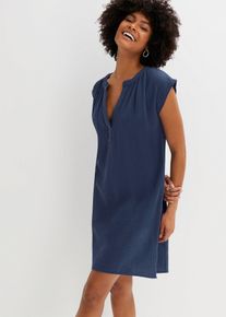 Minikleid aus reiner Baumwolle in blau, Gr&ouml;sse 44, 100% Baumwolle, bonprix