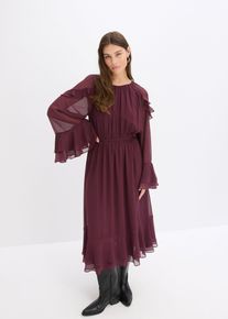 Chiffonkleid mit Volants in braun, Grösse 36, bonprix