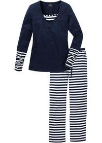 Pyjama in blau, Grösse 36/38 (S), 100% Baumwolle, bonprix