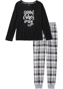 Pyjama mit oversized Shirt in schwarz, Grösse 36/38 (S), 100% Baumwolle, bonprix