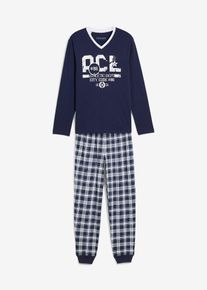 Pyjama mit Baumwolle und langen Ärmeln in blau, Grösse 44/46 (S), bonprix