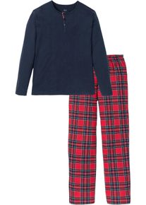 Pyjama aus reiner Baumwolle mit Knopfleiste und langen Ärmeln in blau, Grösse 56/58 (XL), 100% Baumwolle, bonprix