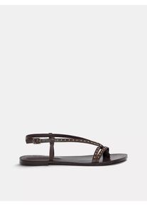 Pull&Bear Pull&Bear, Femmes Sandales à lanières, brun foncé / or