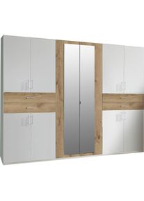 Drehtürenschrank »Taiga Kleiderschrank mit Spiegel«, mit Schubladen auf bequemer Höhe , weiss , wimex