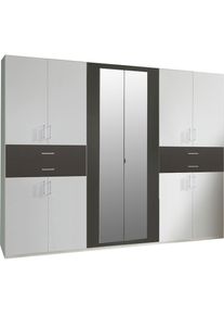 Drehtürenschrank »Taiga Kleiderschrank mit Spiegel«, mit Schubladen auf bequemer Höhe , weiss , wimex