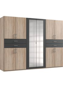 Drehtürenschrank »Taiga Kleiderschrank mit Spiegel«, mit Schubladen auf bequemer Höhe , grau , wimex