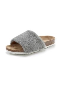 Lascana , Hausschuh »Pantolette,«, Mule, Sandale, offener Schuh, Korkfussbett, Pantoffel , grau , Made in Spain
