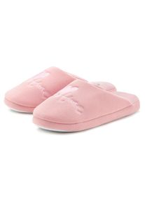 Vivance , Hausschuh »Pantolette, Pantoffel, Clog,«, mit verspieltem Schriftzug VEGAN , rosa , Hausschuh mit verspieltem Schriftzug