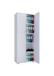 Mid.you Aktenschrank , Weiss , Holzwerkstoff , 3 Fächer , 70x182x37 cm , Büromöbel, Aktenschränke