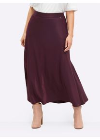 sheego Witt Damen Satinrock mit verdecktem Reissverschluss, burgund, Größe 42, 74% Viskose, 26% Polyester