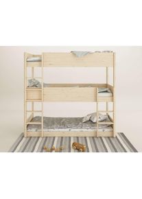 Lüttenhütt Etagenbett »TIPO BESTSELLER! Stockbett, Hochbett, Bodenbett, platzsparend«, (Leitern beidseitig montierbar), mit 3 Schlafplätzen, FSC ...