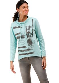 Damen Sweatshirt mit Glitzersteinchen im Vorderteil salbei