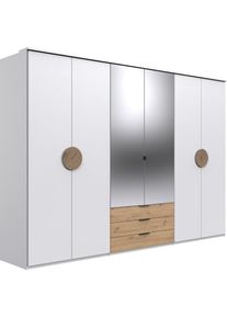 Drehtürenschrank »Toscana«, Mit attraktiven Griffscheiben in Vollholzoptik, 225 oder 270cm breit , weiss , wimex