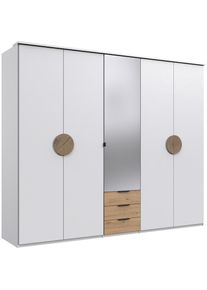 Drehtürenschrank »Toscana«, Mit attraktiven Griffscheiben in Vollholzoptik, 225 oder 270cm breit , weiss , wimex