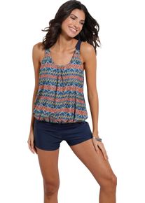 Damen Tankini-Oberteil mit Ethno-Druck vorne marine-bunt-bedruckt