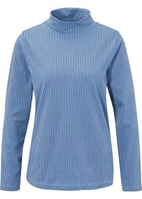 Damen Stehkragenshirt mit grafischem Print himmelblau-dunkelblau-bedruckt