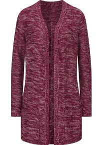 Damen Strickjacke in Longform, meliert bordeaux-meliert