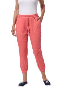 Damen 7/8-Jeans mit Gummib&uuml;ndchen am Saum koralle