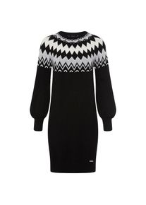 Laura Scott , Strickkleid, mit Norwegermuster , schwarz , Strickkleid in figurumspielender Mini-Länge für einen bequemen und modernen Look