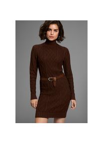 Laura Scott , Strickkleid, mit Zopfstrickmuster , braun , Elegantes Strickkleid von Laura Scott