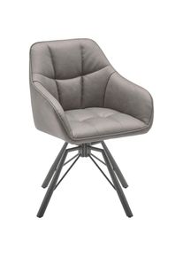 Livetastic Armlehnstuhl , Grau, Schwarz , Metall, Textil , Drehkreuz , 58.5x82.5x54.5 cm , Sitzfl&auml;che 360&deg; drehbar , Esszimmer, St&uuml;hle, Polsterst&uuml;hle