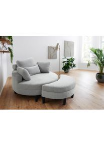 Loveseat »Ravi«, XXL- Sessel, inklusive Stauraumhocker, Rückenkissen & drei Zierkissen , grau , ATLANTIC HOME COLLECTION