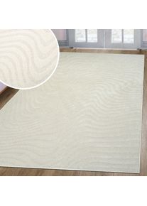 Teppich »Vibek, Wellen-Design in Hoch-Tief-Struktur«, rechteckig, 9 mm Höhe, 3D-Effekt, softer Kurzflor, pflegeleicht, Scandi-Look , beige , my home