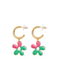Mango, Femmes Boucles d'oreilles 'HAGNEA', or / vert gazon / fuchsia
