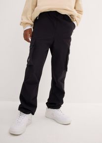 Stretch-Softshell-Cargohose mit Weitenverstellung wasserabweisend in schwarz, Grösse 164/170, bonprix