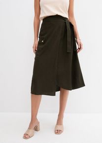 Jupe portefeuille en vert, Taille 42, Couleur/Motif: olive foncé, bonprix