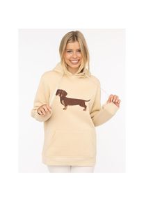 Zwillingsherz , Hoodie »"Dackel"« Stickerei vorne, weiche Fleeceinnenseite, bedruckte Kordel , beige , Kapuzensweater von Zwillingsherz