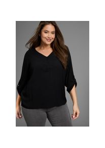 Laura Scott CURVE , Schlupfbluse, aus fliessender Viskose mit Ärmelriegeln zum Krempeln - GROSSE GRÖSSE , schwarz , Luftige Bluse von Laura Scott...
