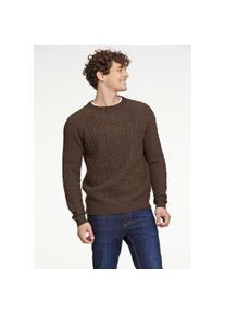 LINDBERGH , Strickpullover, mit Zopfmuster und aus Wolle , braun , Pullover von LINDBERGH