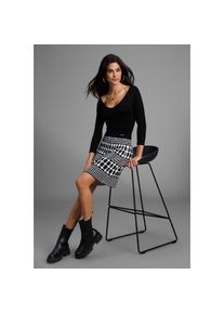 Bruno Banani , Strickkleid, mit tollem Jacquard-Rock , schwarz-weiss , Strickkleid im casual Stil für entspannte Anlässe
