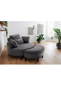 Loveseat »Ravi«, XXL- Sessel, inklusive Stauraumhocker, Rückenkissen & drei Zierkissen , grau , ATLANTIC HOME COLLECTION
