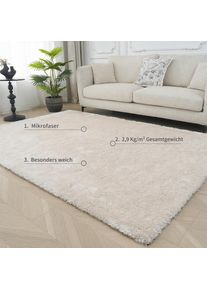 Bruno Banani Teppich »Dana Teppich, besonders weich und kuschelig, Kundenliebling«, rechteckig, 30 mm Höhe, uni, Mikrofaser Teppiche, Wohnzimmer, Schlafzimmer,...