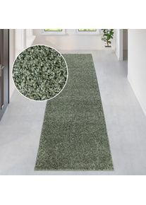 Läufer »Shaggy Soft«, rechteckig, 30 mm Höhe, Läufer, Brücke, gewebt, Uni-Farben, besonders weich , grün , Bruno Banani