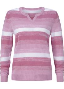 Damen Langarm-Pullover im Streifen-Dessin altrosa-gemustert