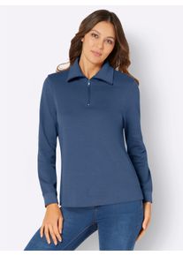 WITT Damen Sweatshirt mit Reissverschluss, jeansblau, Größe 42, 100% Baumwolle