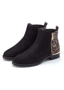 Lascana , Stiefelette »Ankle Boots, Stiefel«, mit Leo-Print VEGAN , schwarz , Mit modisch gemustertem Leo-Print