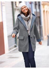 WITT Damen Kapuzenjacke in Woll-Optik, dunkelgrau-meliert, Gr&ouml;&szlig;e 36, 100% Polyester