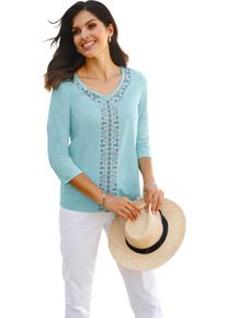 Damen 3/4-Arm-Shirt mit Ethno-Druck aquamarin-camel