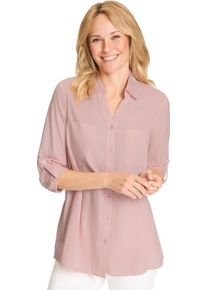 Damen Longbluse mit Brusttaschen hortensie